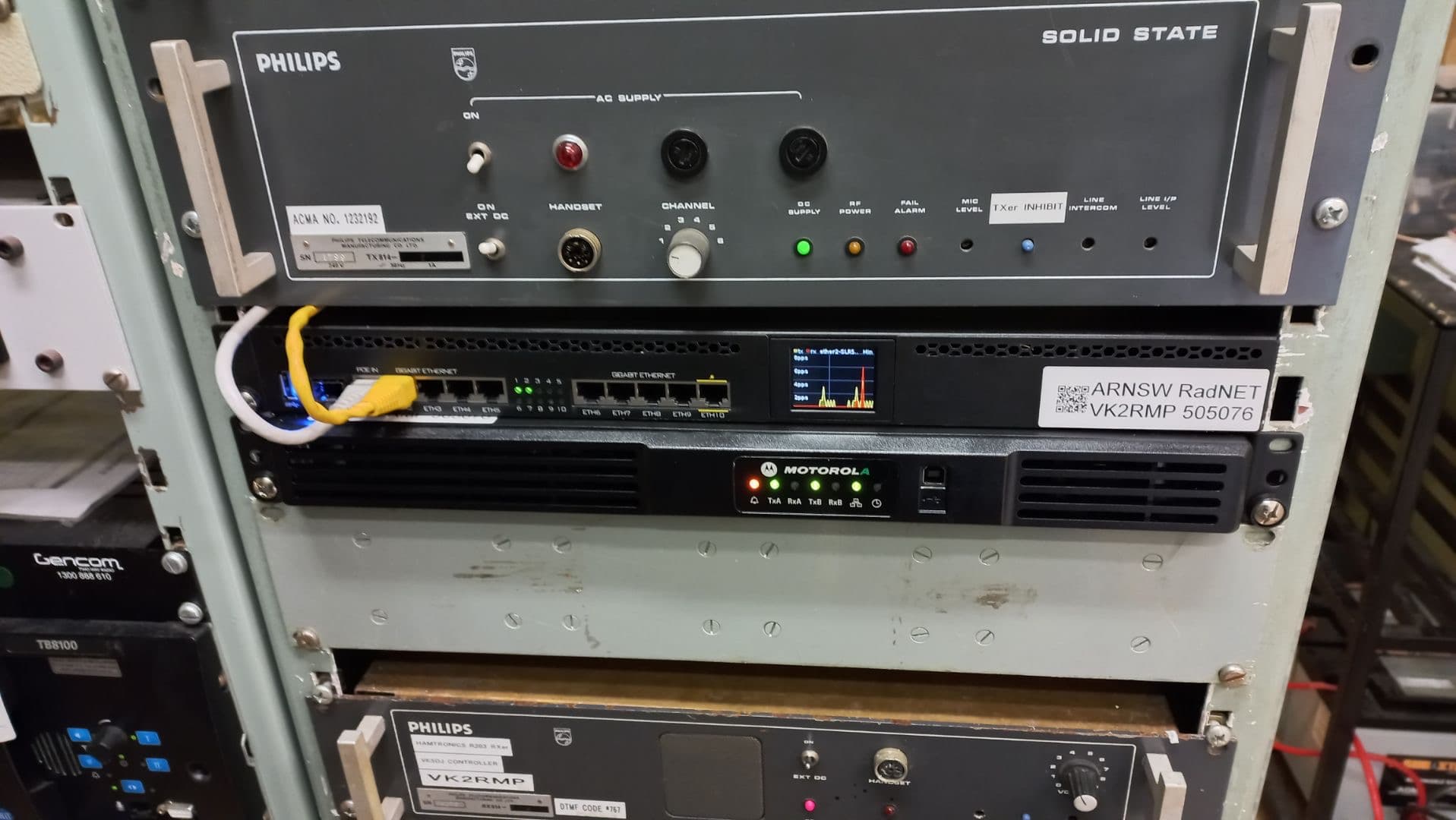 RadNET equipment integrated into an established local repeater rack.